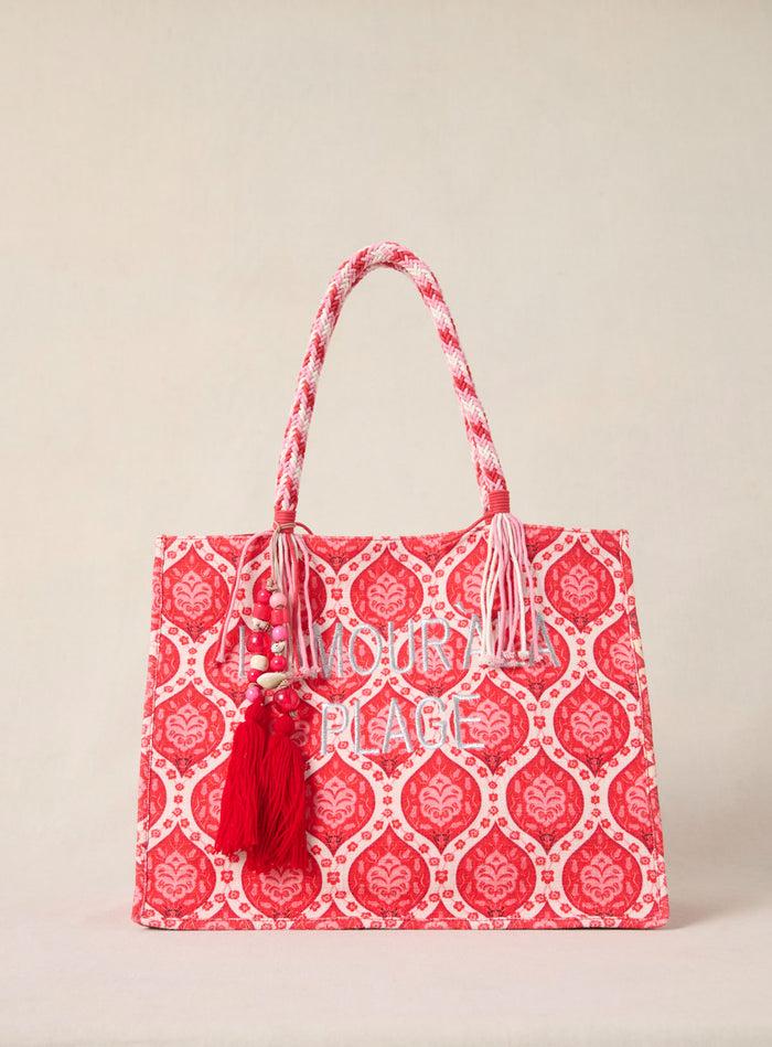 petite mendigote Sai - Grand sac cabas en tissu et à imprimé rouge