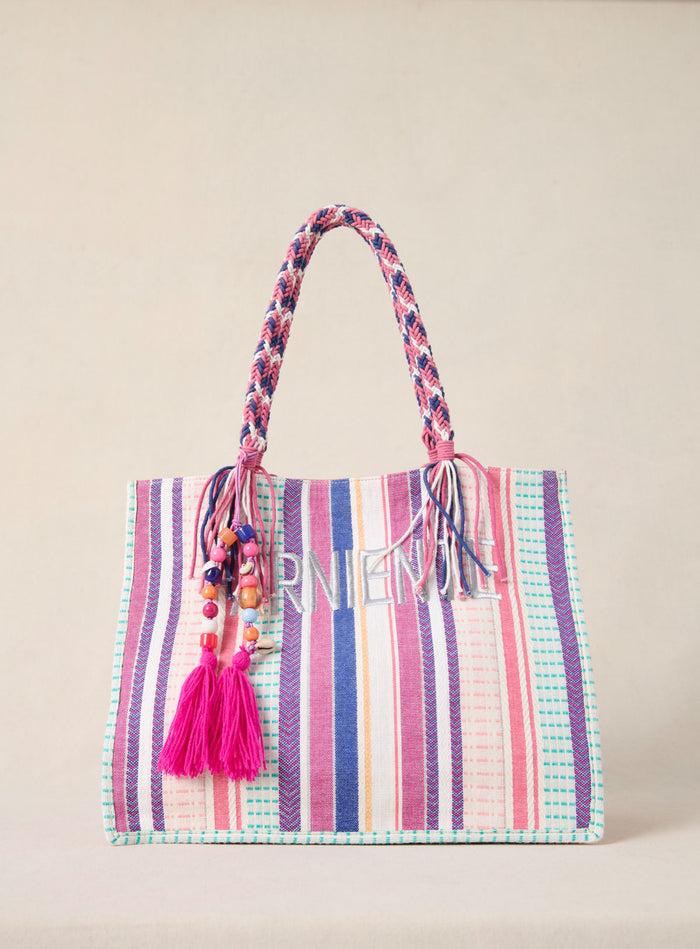 petite mendigote Sai - Grand sac cabas en tissu et à imprimé violet