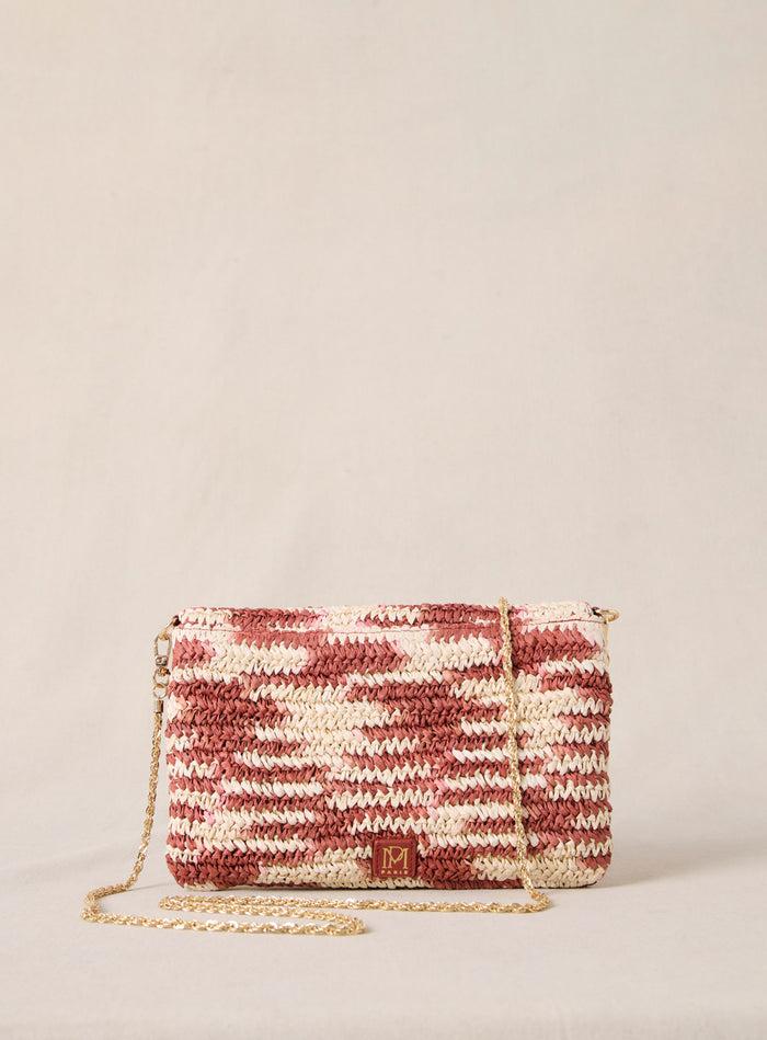 Petite Mendigote Sam - Pochette En Raphia Tressé Brique