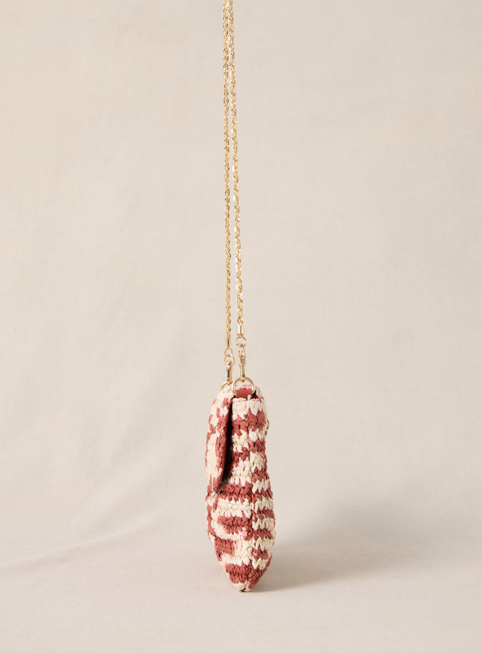 Petite Mendigote Sam - Pochette En Raphia Tressé Brique
