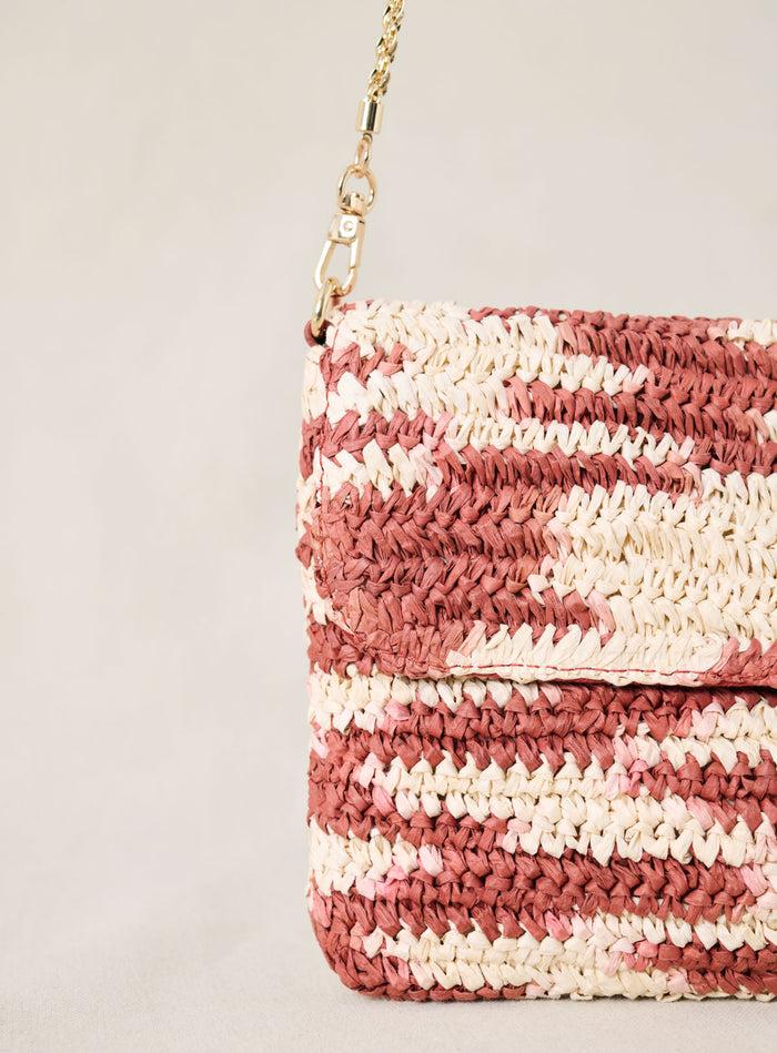 Petite Mendigote Sam - Pochette En Raphia Tressé Brique