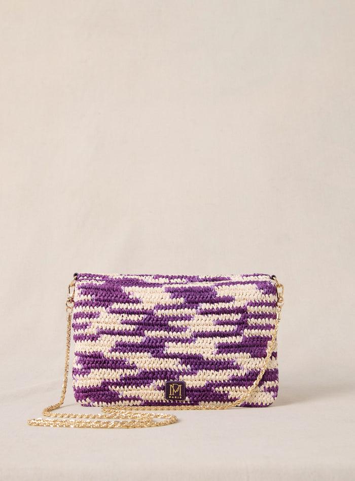 Petite Mendigote Sam - Pochette En Raphia Tressé Violet