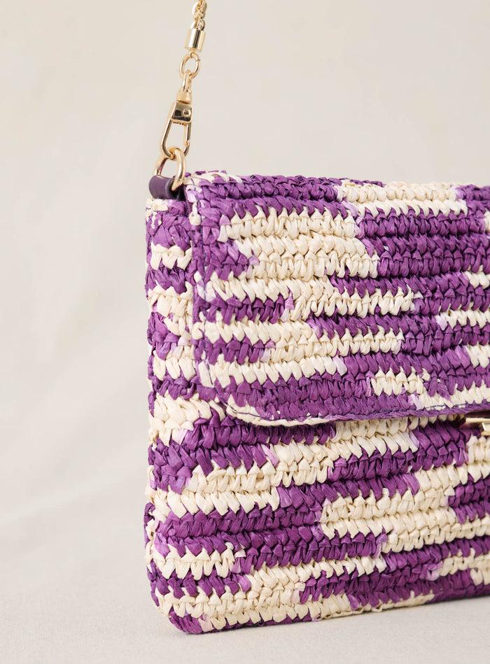 Petite Mendigote Sam - Pochette En Raphia Tressé Violet