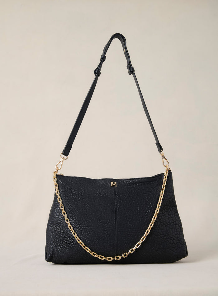 petite mendigote Serion - Grand sac en cuir tressé noir