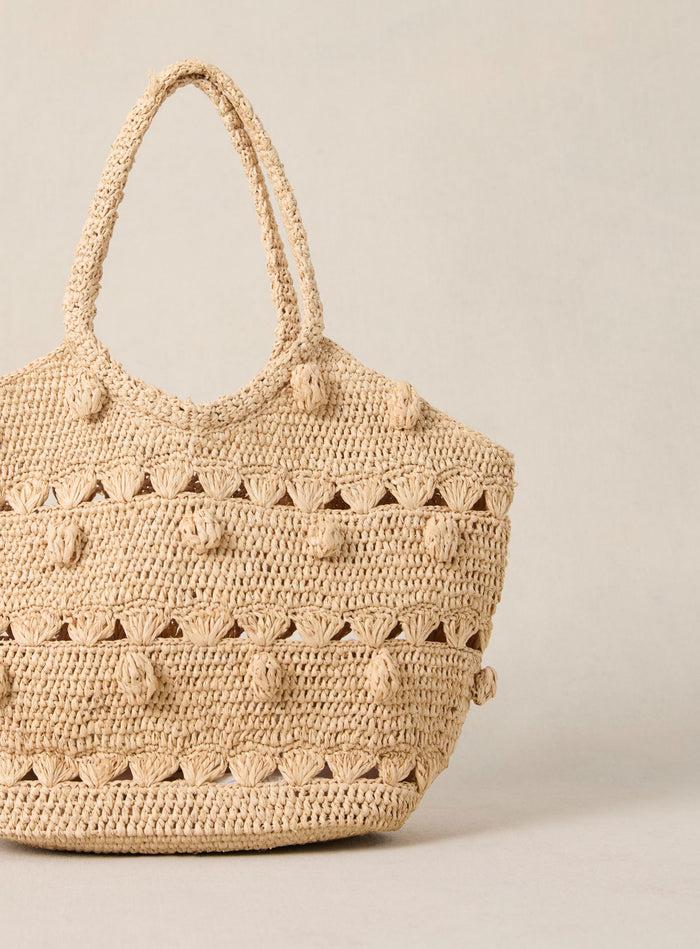Petite Mendigote Soleil - Petit Sac Cabas En Crochet Et Raphia