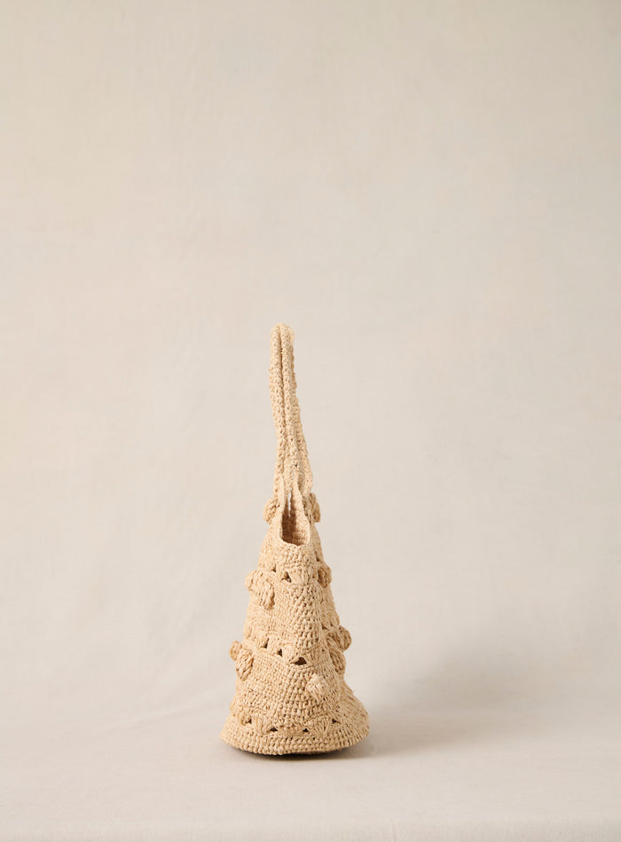 Petite Mendigote Soleil - Petit Sac Cabas En Crochet Et Raphia