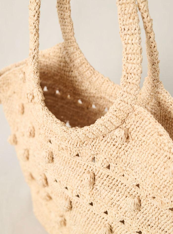 Petite Mendigote Soleil - Sac Cabas En Crochet Et Raphia