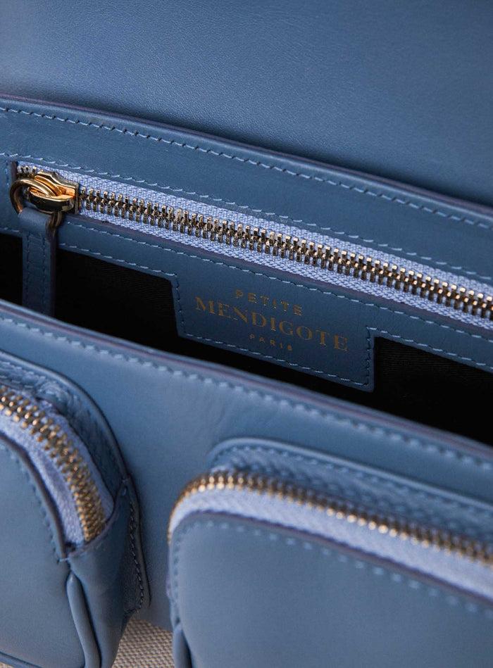Petite Mendigote Steve - Petit Sac Cargo Bleu Ciel En Cuir
