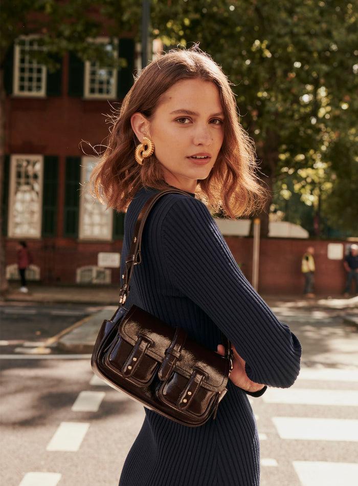 Petite Mendigote Steve - Petit Sac Cargo Bordeaux En Cuir