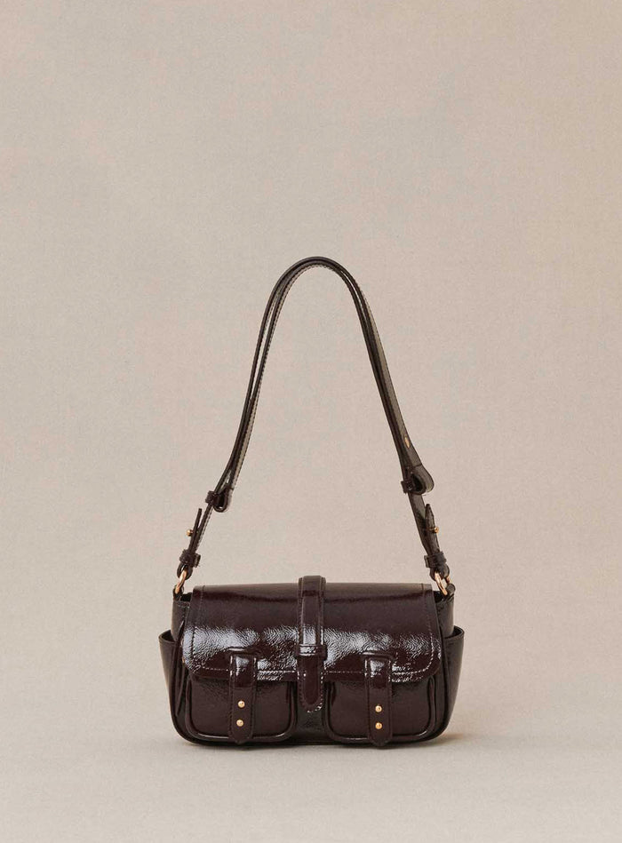 petite mendigote Steve - Petit sac cargo bordeaux en cuir