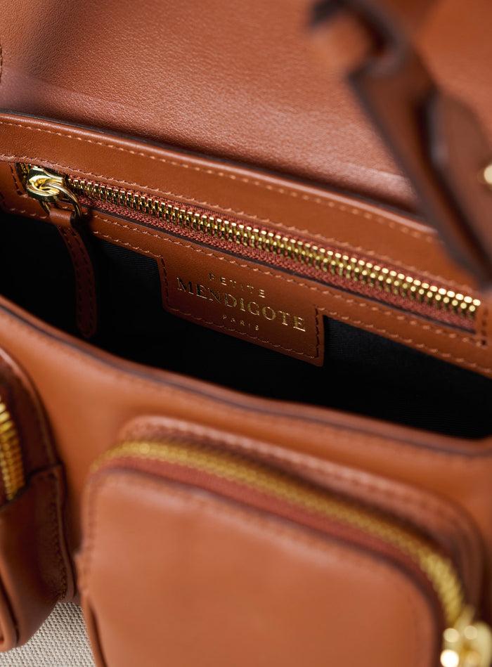 Petite Mendigote Steve - Petit Sac Cargo En Cuir Camel