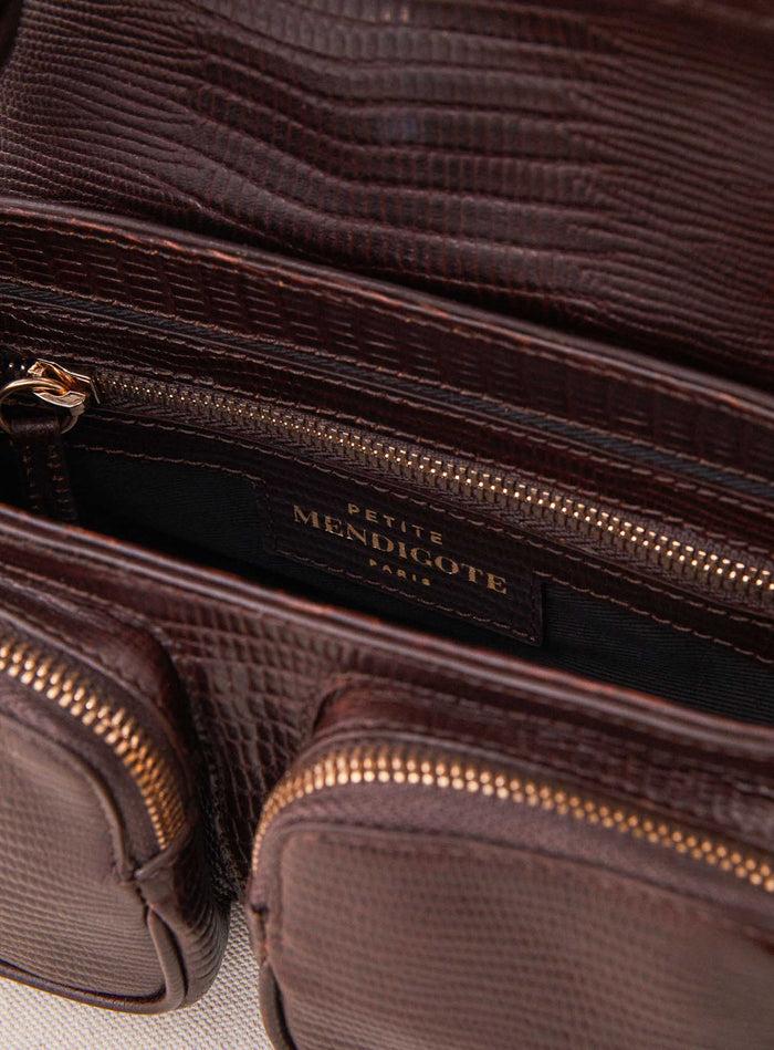 Petite Mendigote Steve - Petit Sac Cargo Marron Chocolat En Cuir