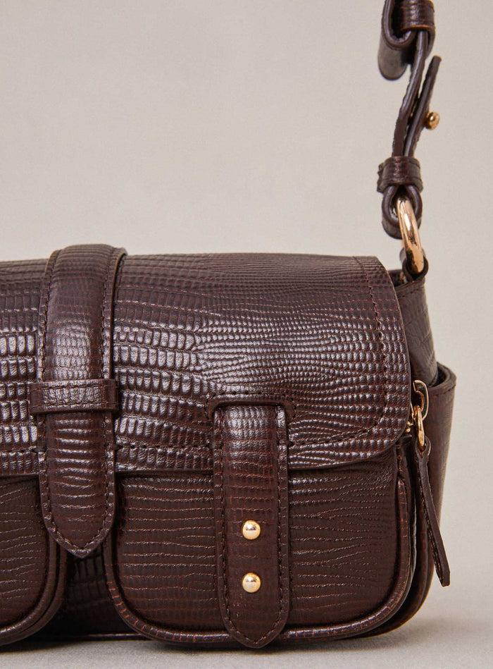Petite Mendigote Steve - Petit Sac Cargo Marron Chocolat En Cuir