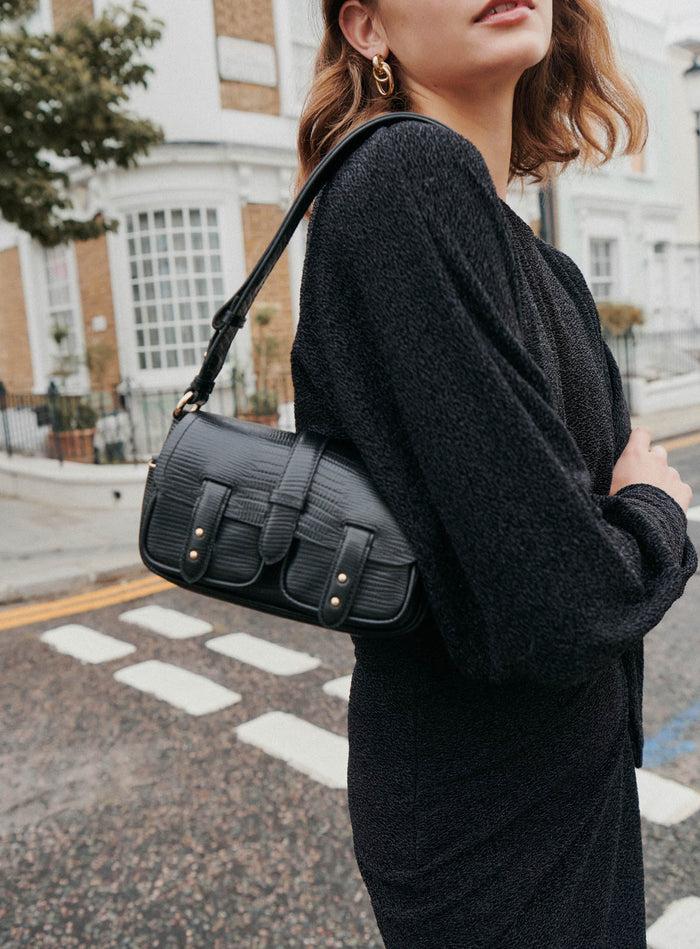 Petite Mendigote Steve - Petit Sac Cargo Noir En Cuir