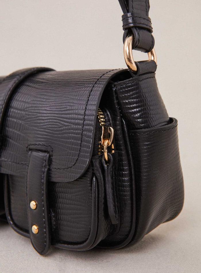 Petite Mendigote Steve - Petit Sac Cargo Noir En Cuir