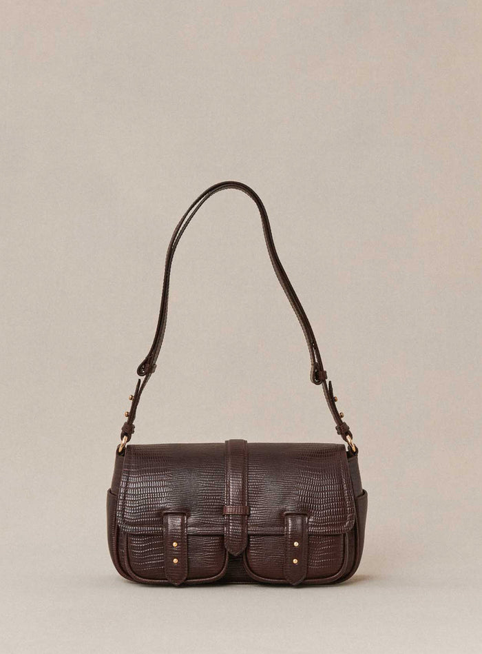 petite mendigote Steve - Sac cargo marron chocolat en cuir