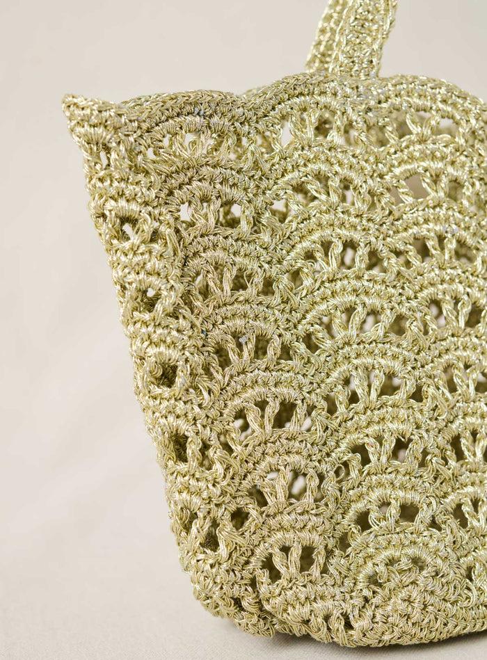 Petite Mendigote Sweety - Sac Cabas Doré En Dentelle Et Crochet