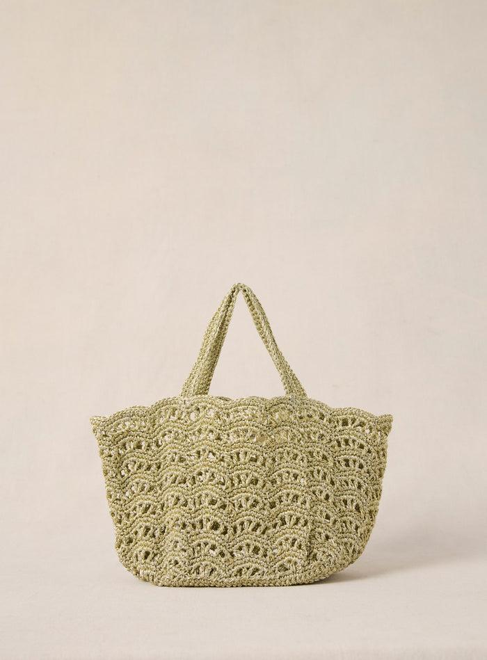 petite mendigote Sweety - Sac cabas doré en dentelle et crochet