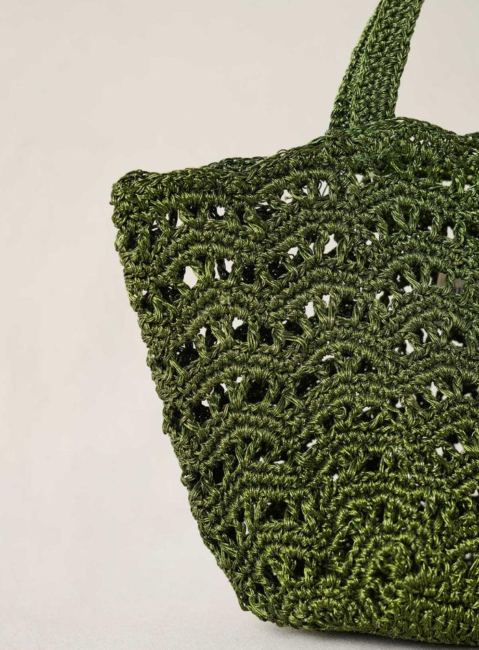 Petite Mendigote Sweety - Sac Cabas Kaki En Dentelle Et Crochet