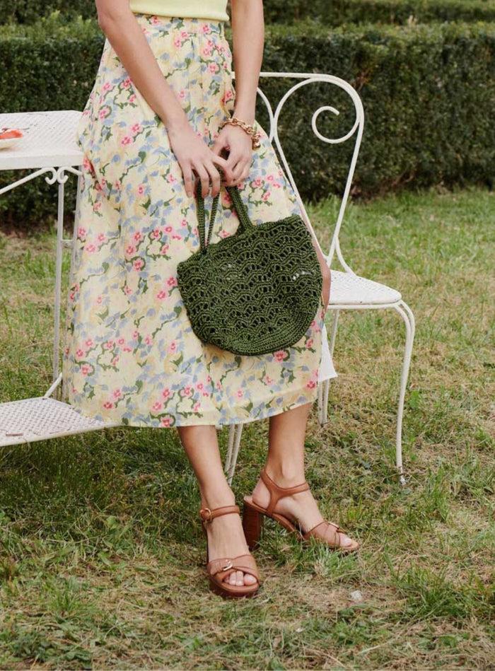 Petite Mendigote Sweety - Sac Cabas Kaki En Dentelle Et Crochet