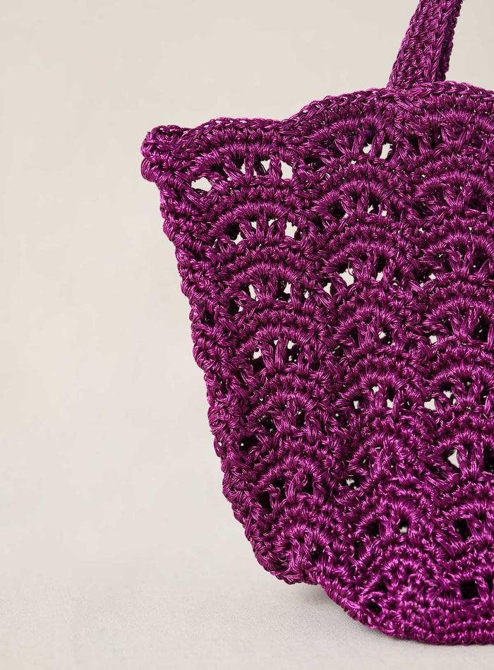 Petite Mendigote Sweety - Sac Cabas Violet En Dentelle Et Crochet