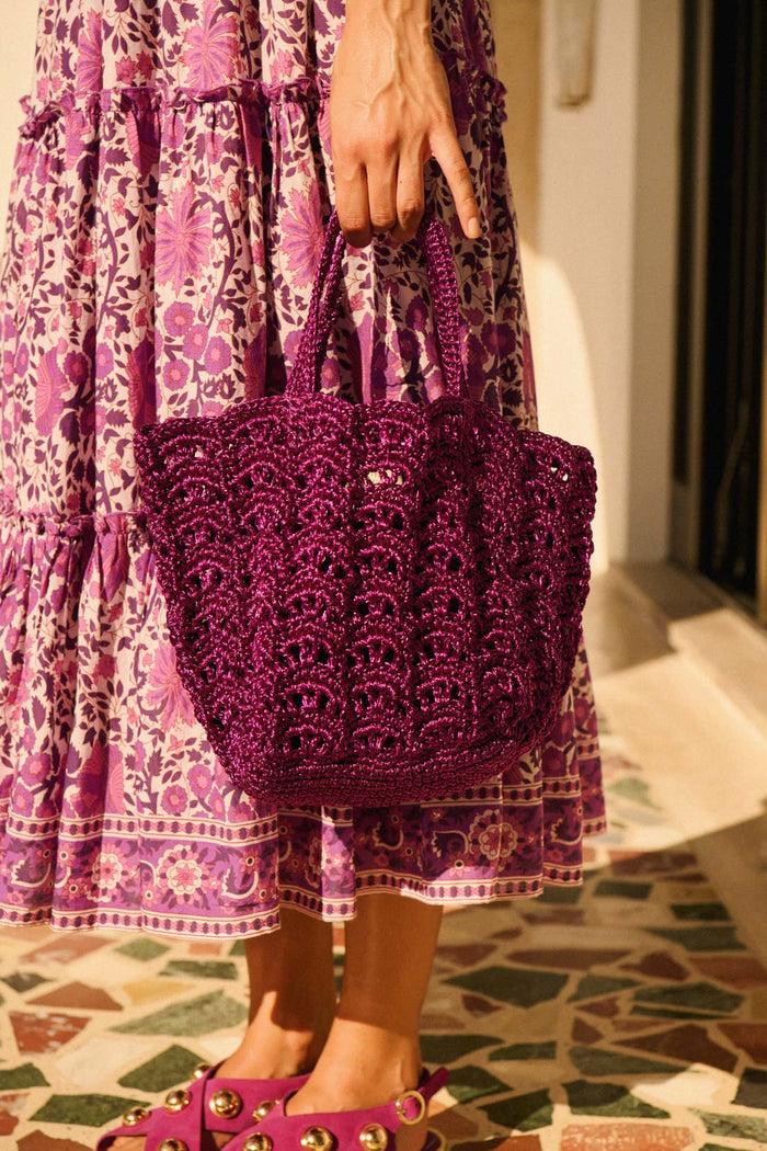 Petite Mendigote Sweety - Sac Cabas Violet En Dentelle Et Crochet