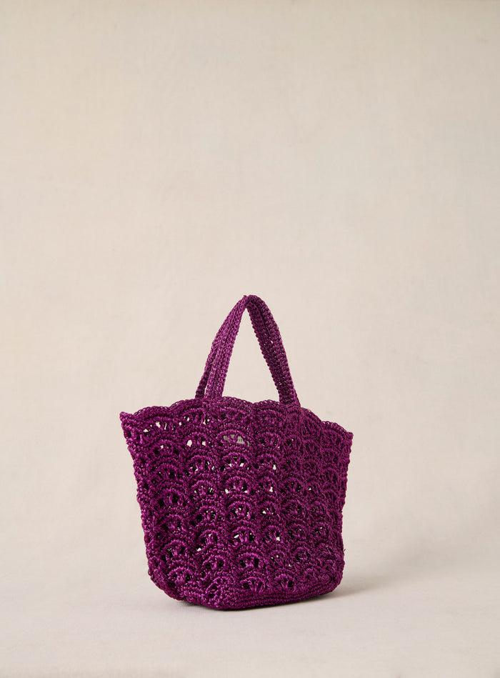 Petite Mendigote Sweety - Sac Cabas Violet En Dentelle Et Crochet