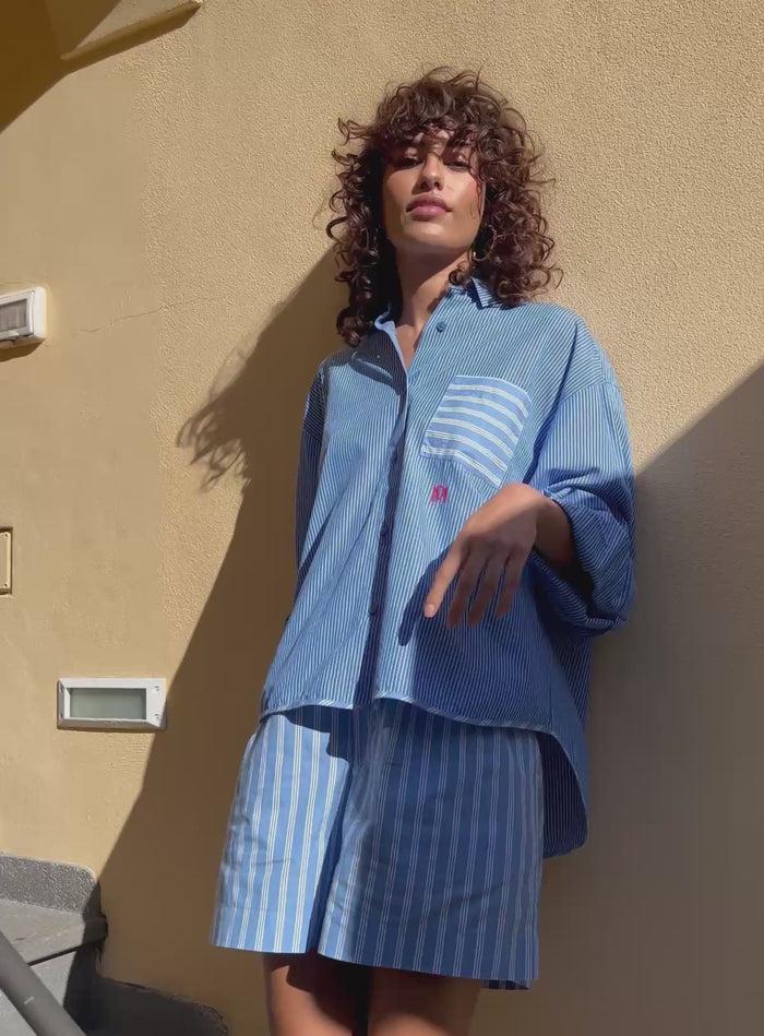 petite Mendigote Tatin - Chemise Ample à Rayures - Bleu