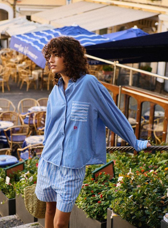 petite mendigote Tatin - Chemise ample à rayures - bleu