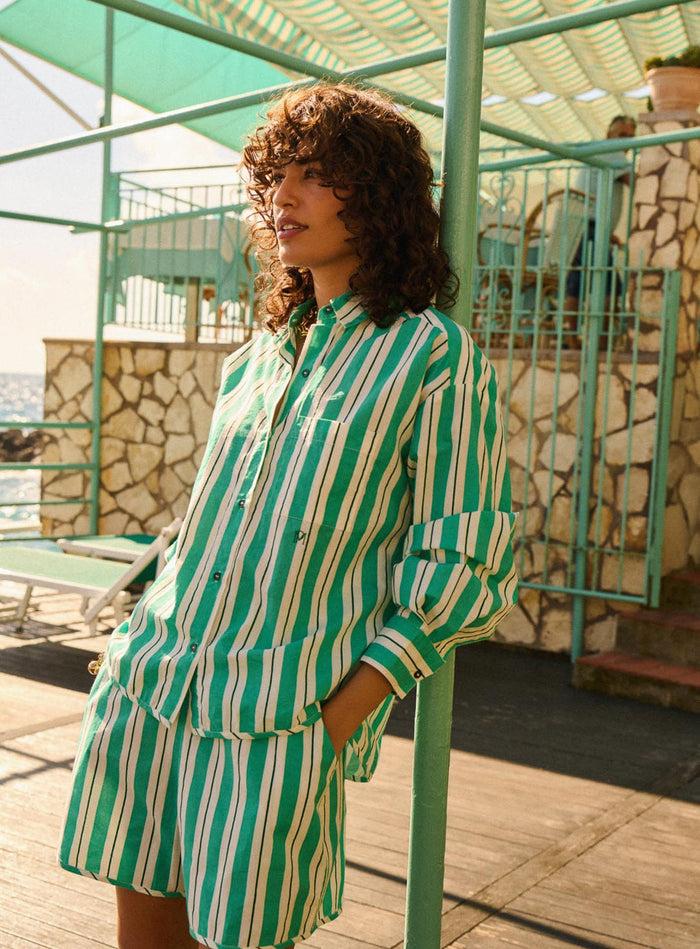 petite mendigote Tatin - Chemise ample à rayures - vert