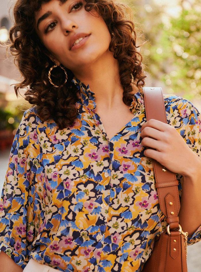 Petite Mendigote Tera - Blouse Fluide à Imprimé Fleuri - Bleu