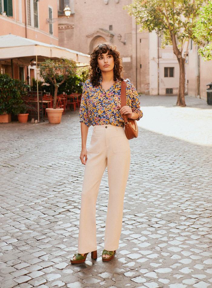 Petite Mendigote Tera - Blouse Fluide à Imprimé Fleuri - Bleu