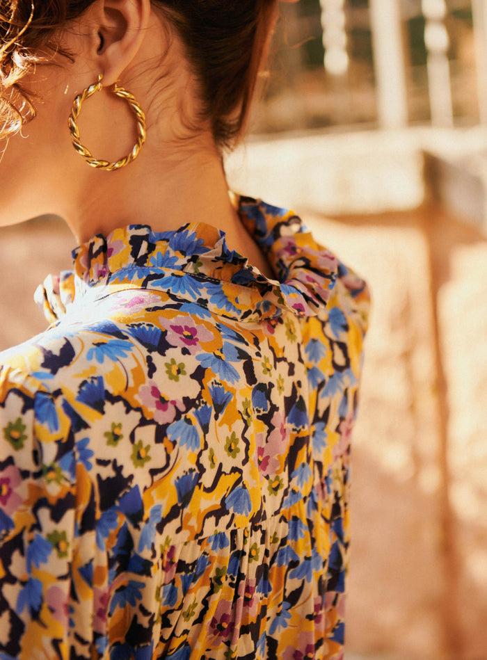 Petite Mendigote Tera - Blouse Fluide à Imprimé Fleuri - Bleu