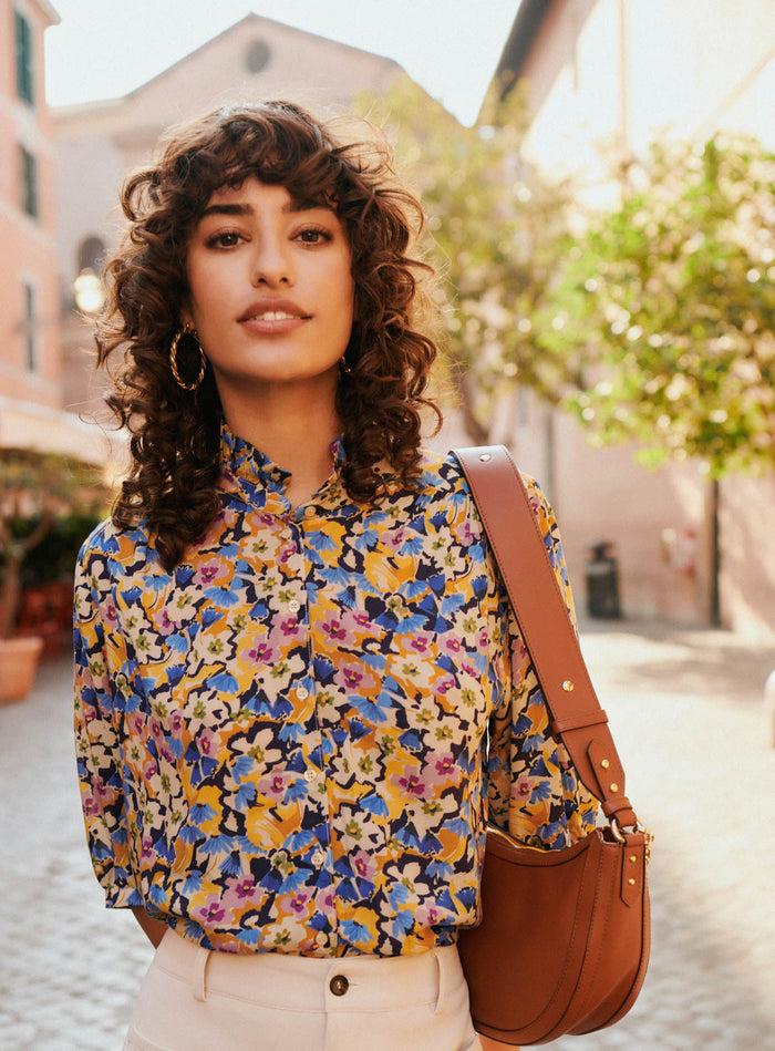petite mendigote Tera - Blouse fluide à imprimé fleuri - bleu