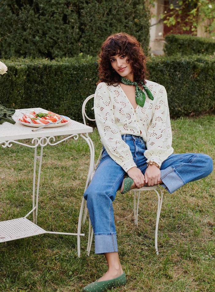 Petite Mendigote Theodora - Blouse Ajourée à Manches Longues