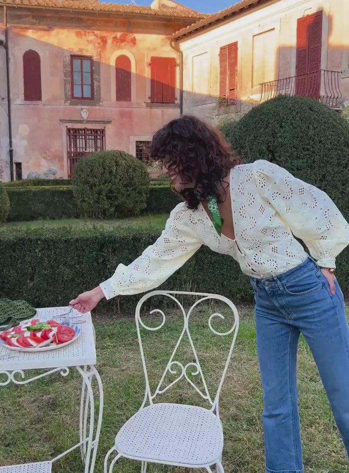 Petite Mendigote Theodora - Blouse Ajourée à Manches Longues