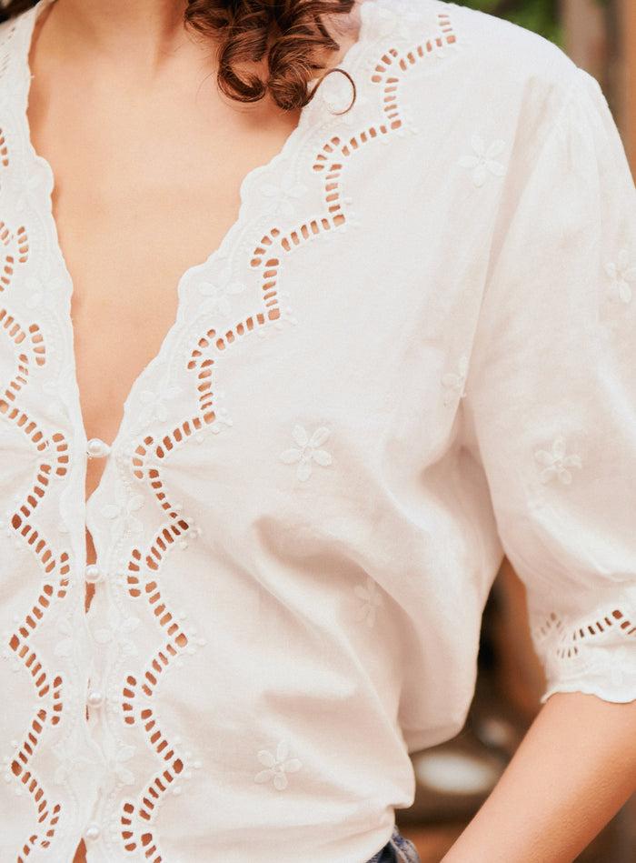Petite Mendigote Tilly - Blouse Ajourée Avec Broderies Anglaises - écru