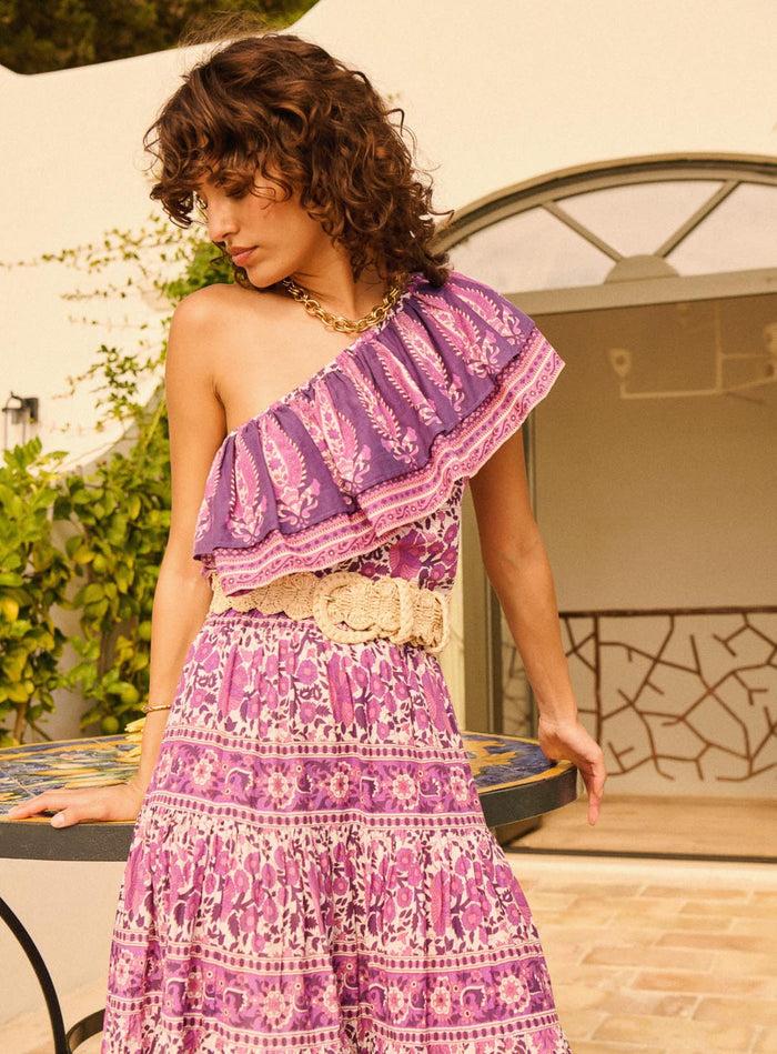 petite mendigote Timeo - Top asymétrique à motifs et volants