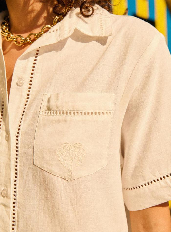 Petite Mendigote Tinia - Chemise Ajourée à Broderies Anglaises - Écru