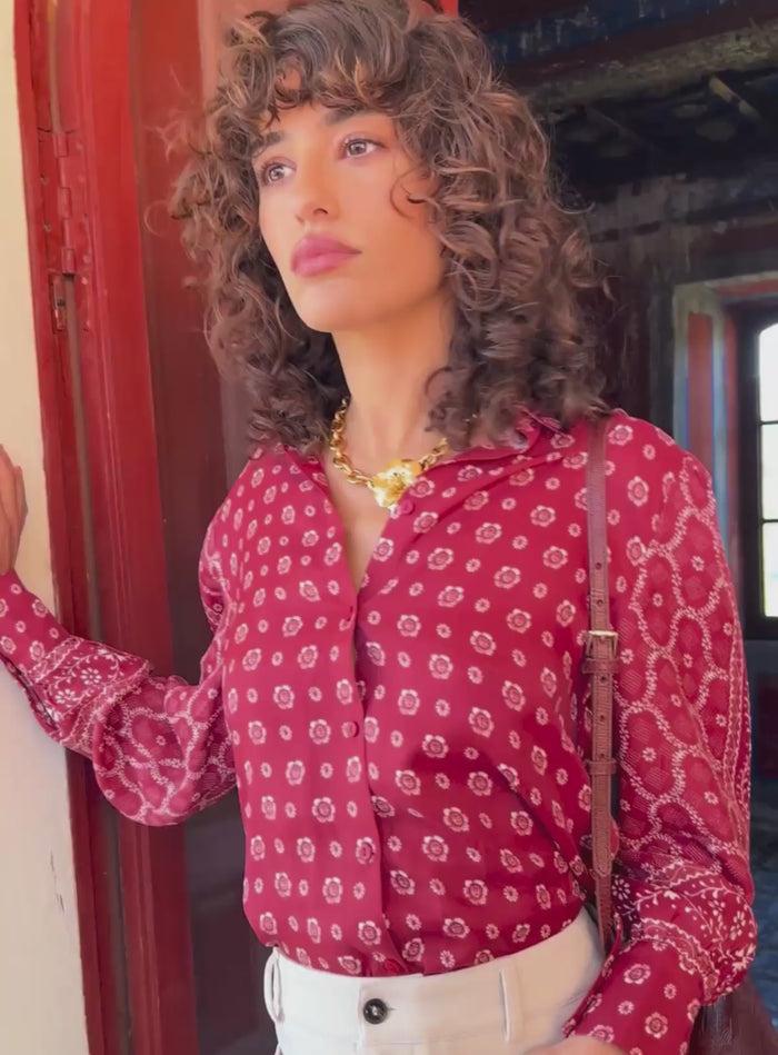 Petite Mendigote Tivoli - Chemise En Viscose à Imprimé Rouge