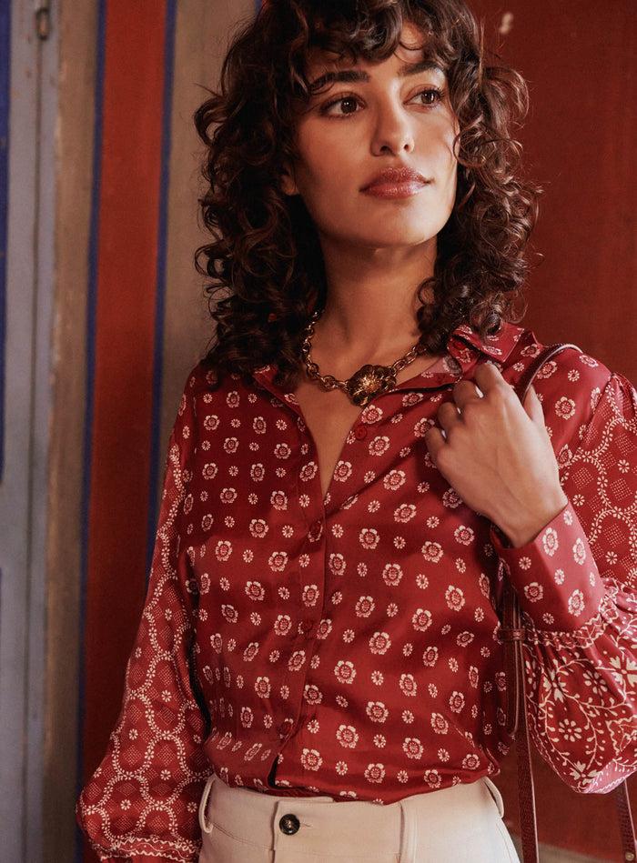 petite mendigote Tivoli - Chemise en viscose à imprimé rouge