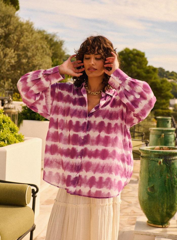 Petite Mendigote Tomy - Chemise Fluide à Manches Longues - Tie & Dye Violet