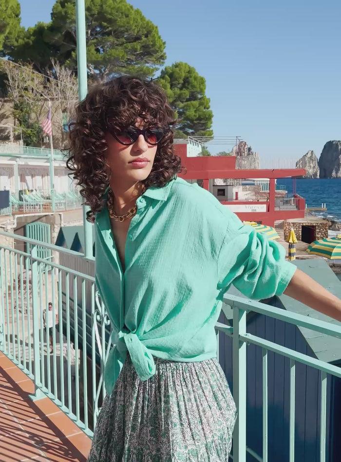 Petite Mendigote Tomy - Chemise Fluide à Manches Longues - Vert