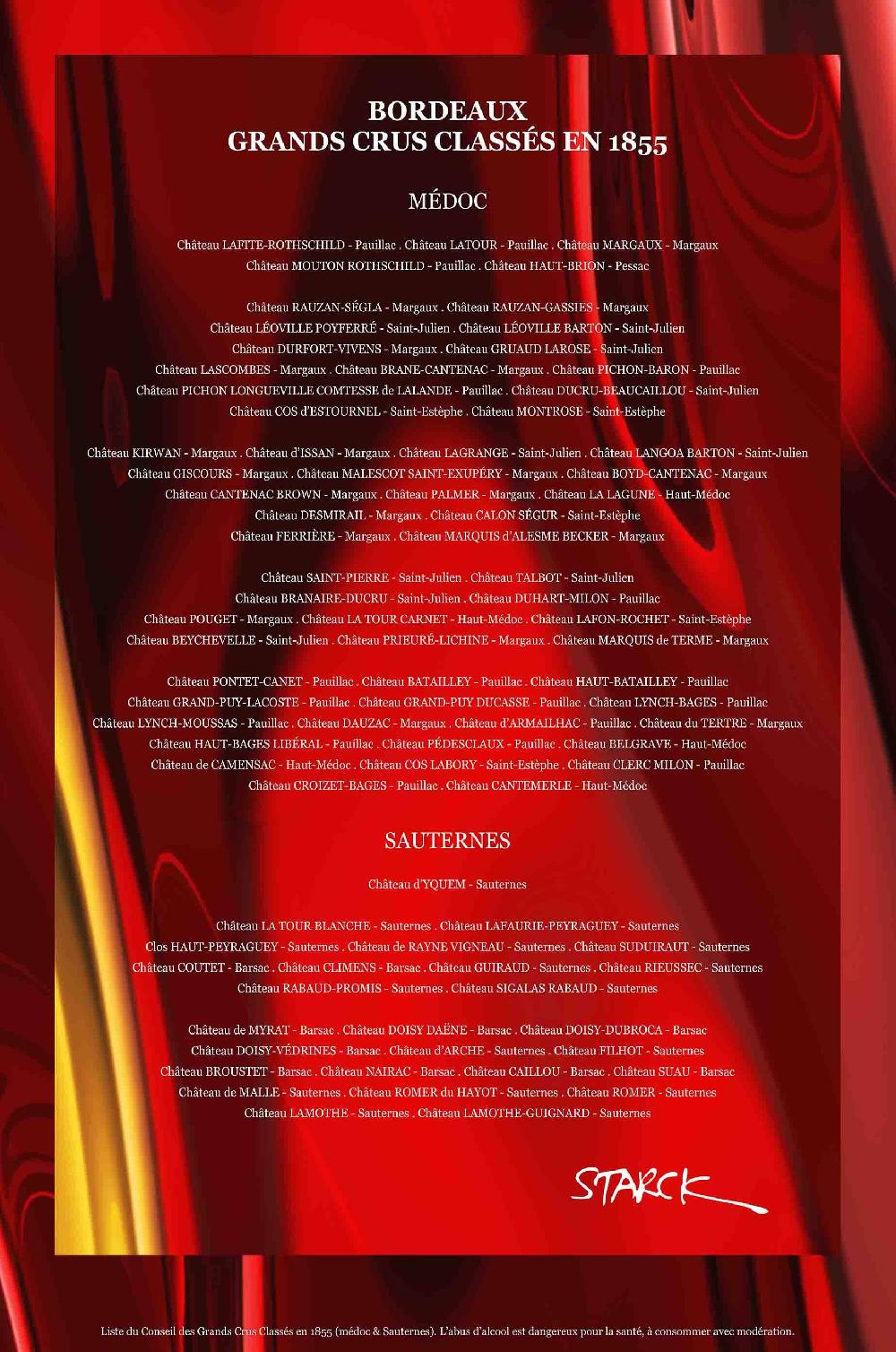 philippe starck Philippe Starck crée la nouvelle affiche des Grands Crus Classés en 1855
