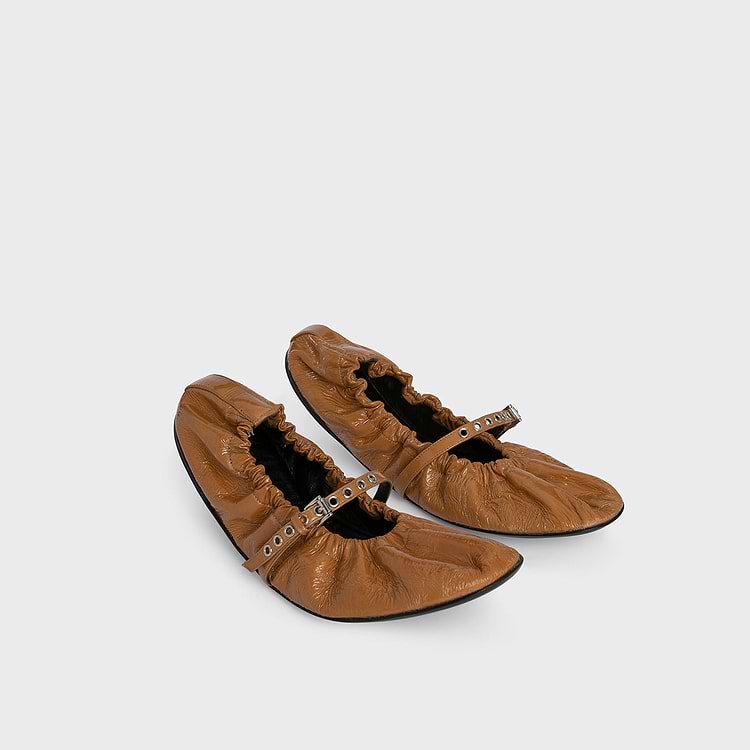 Pierre Hardy BALLERINE MARGOT Cuir De Chevreau Verni Beige