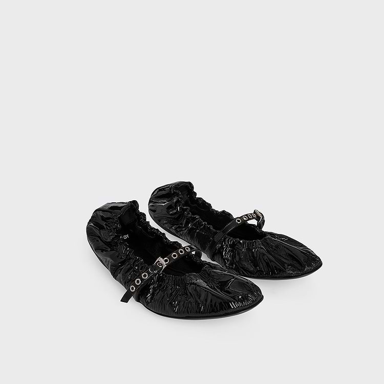 Pierre Hardy BALLERINE MARGOT Cuir De Chevreau Verni Noir