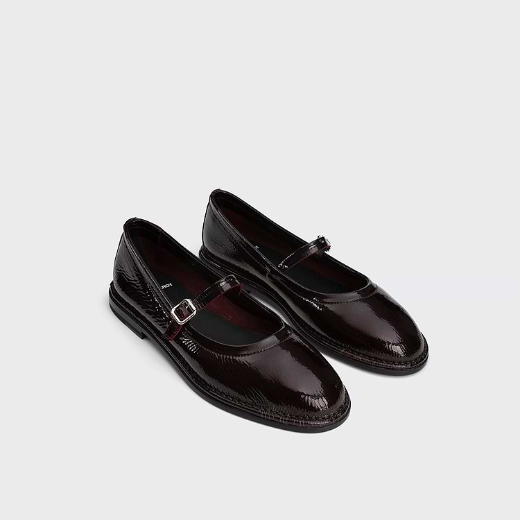 Pierre Hardy BALLERINE TRISH Cuir De Chèvre Verni Bordeaux