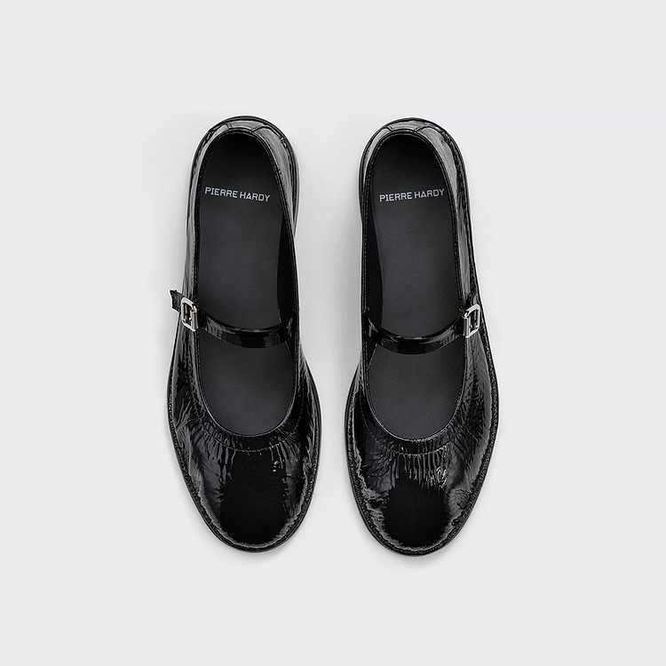 Pierre Hardy BALLERINE TRISH Cuir De Chèvre Verni Noir