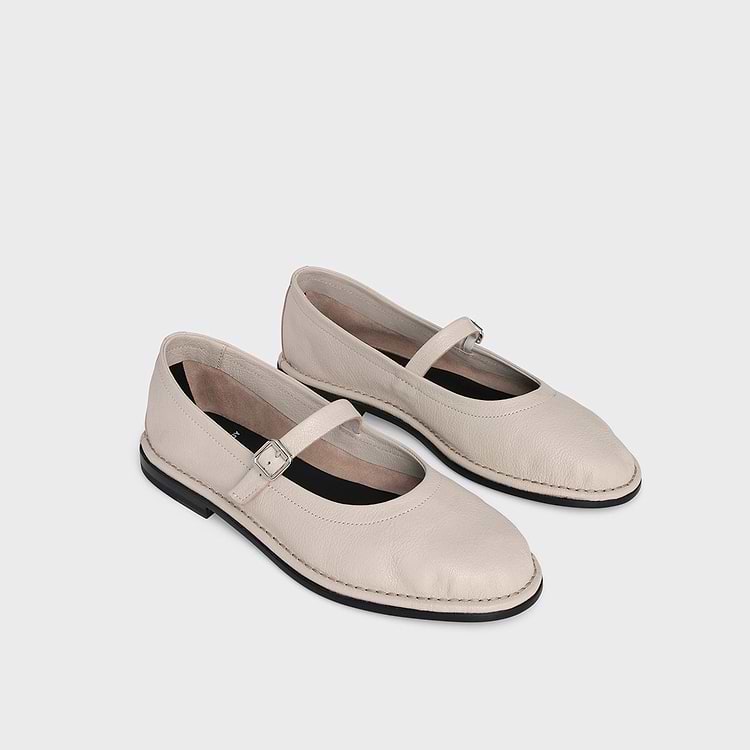 Pierre Hardy BALLERINE TRISH Cuir De Chevreau Grainé Blanc Cassé