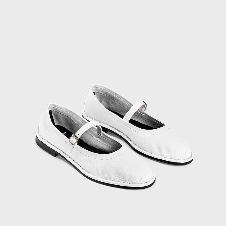 Pierre Hardy BALLERINE TRISH Cuir De Veau Grainé Blanc